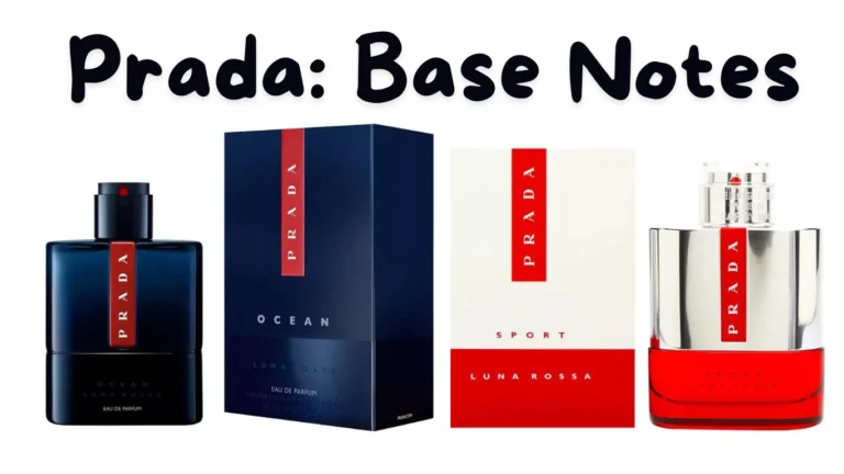 Prada Luna Rossa Basenotes and Prada Luna Rossa Sport perfume bottles highlighting their unique fragrance compositions with head, heart, and base notes.