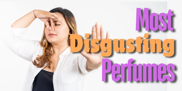 Image showing the 5 most disgusting perfumes ever, featuring overpowering and artificial scents that trigger nausea and strong negative reactions.