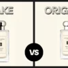 How to spot a fake Jo Malone perfume with detailed comparison of packaging and bottle design"